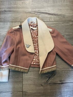 Stella McCartney Kids Cropped Blazer in Dusty Rose with Cream Collar